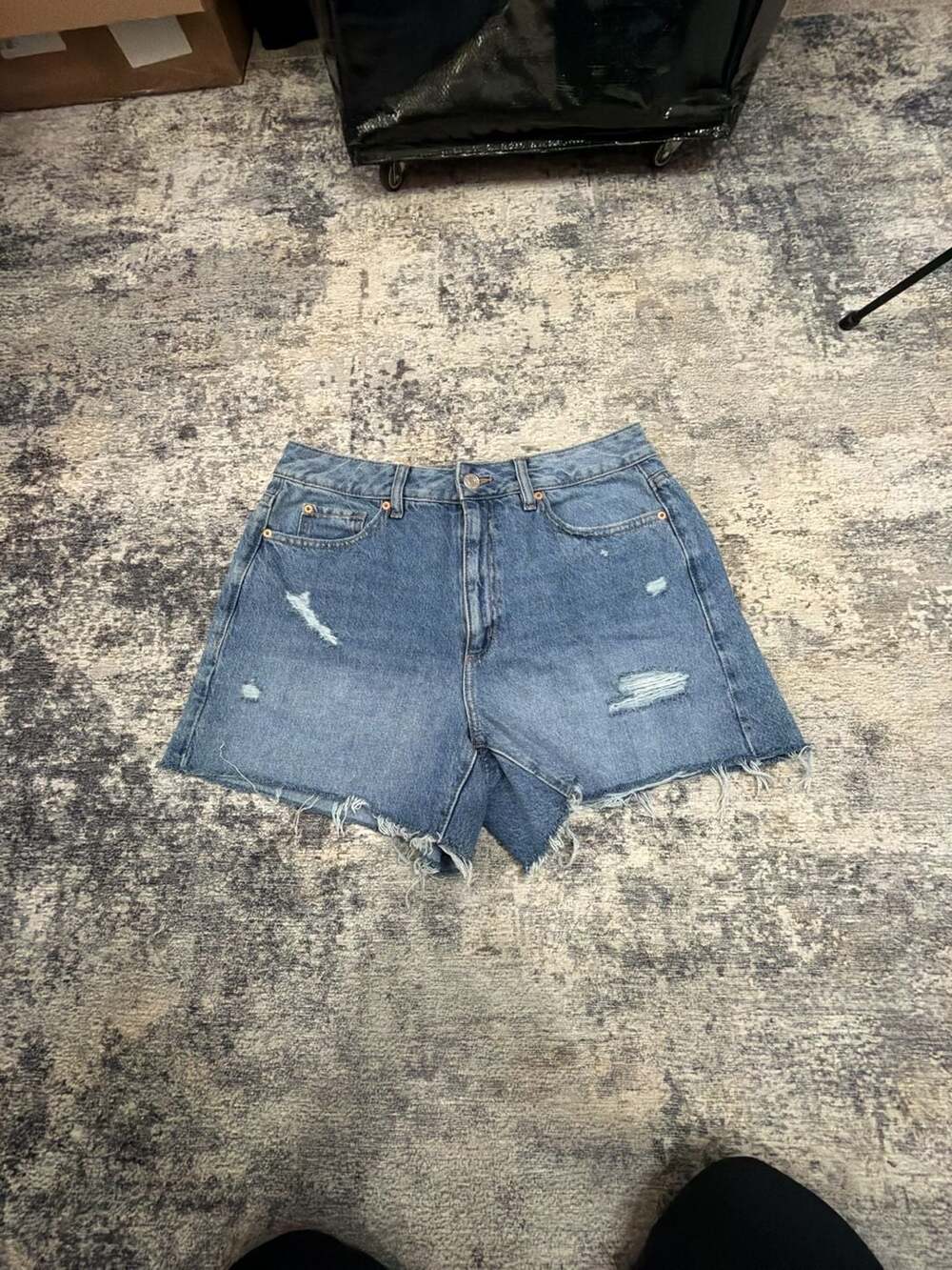 Garage Mom Denim Shorts Size 11 / 30 Distressed Blue Cutoff